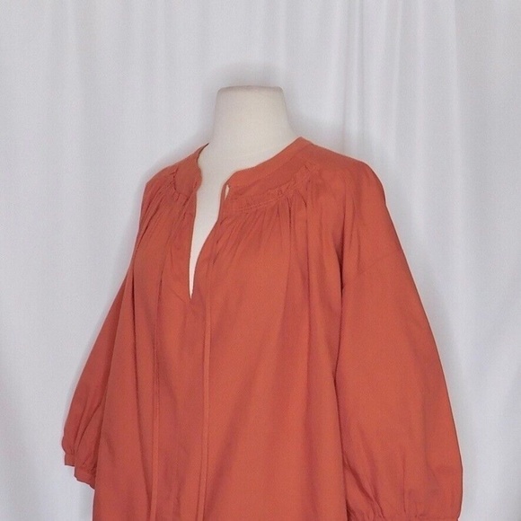 NWT!! JOIE Barrian Warm Spice Orange Peasant Top Blouse Tie Neck X-Small - Picture 7 of 14
